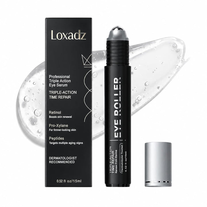 loxadz front packaging showing brightener roller and benefits
