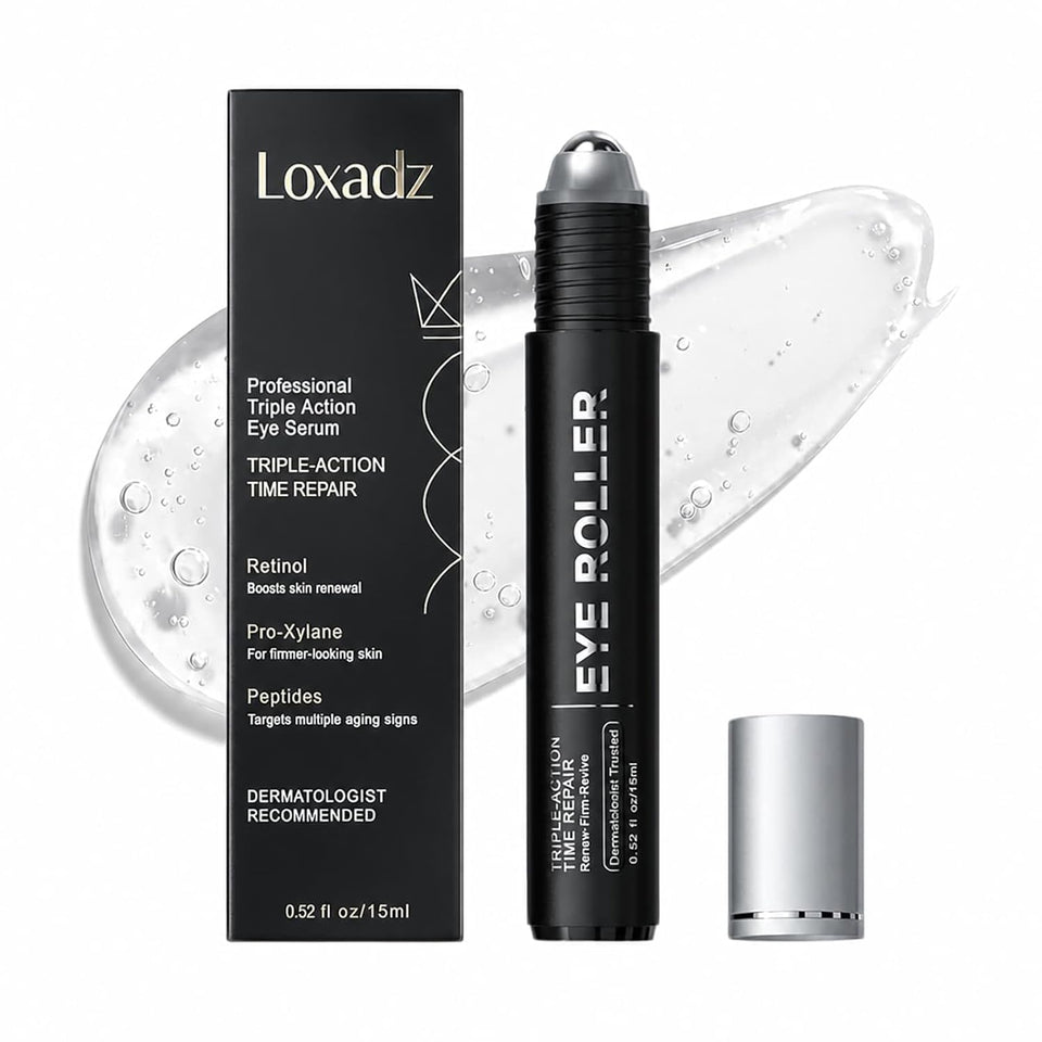 loxadz front packaging showing brightener roller and benefits