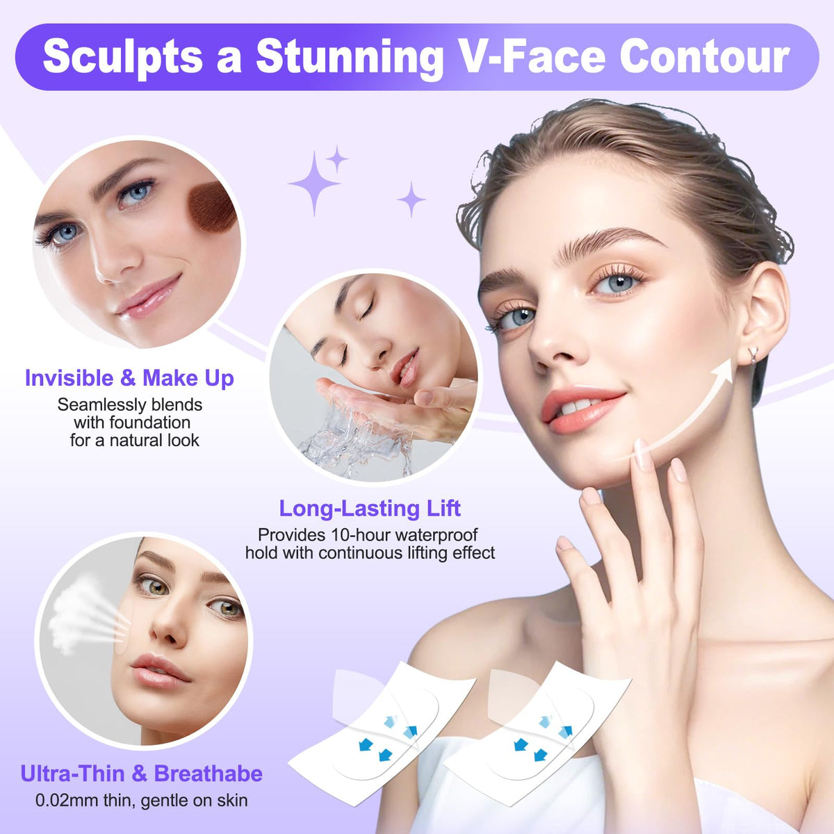 Loxbcin applied on neck demonstrating immediate lifting effect