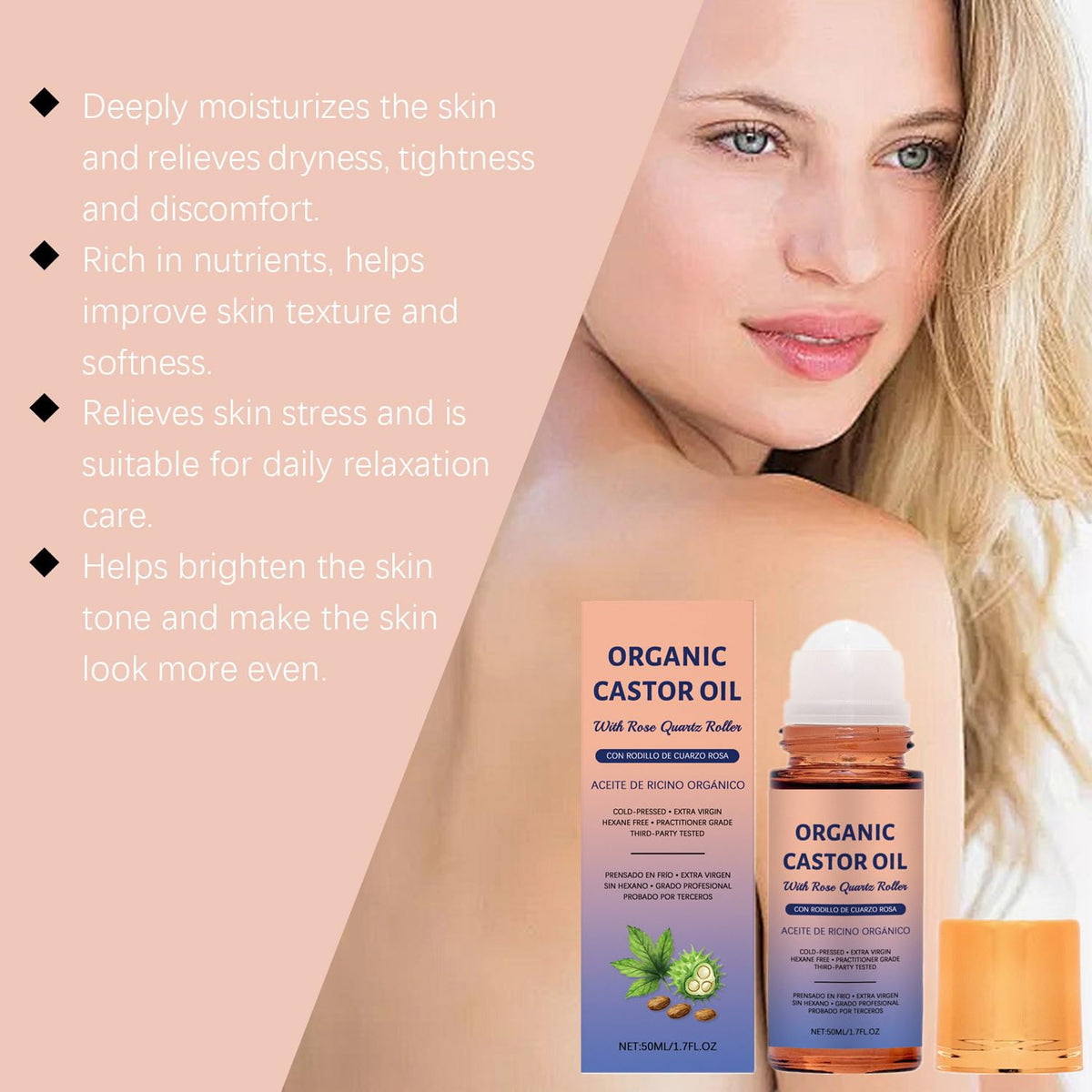 LOYOTICE pure castor oil texture drop demonstrating smooth hydration