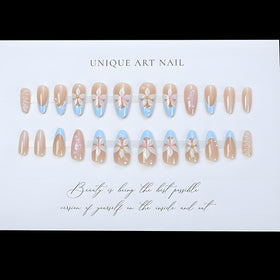 LPOODDNU application photo with adhesive tab showing quick five-minute manicure benefit