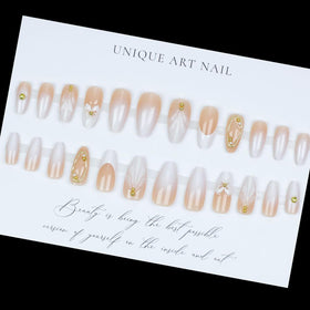LPOODDNU nails held in hand demonstrating almond shape and fit benefit