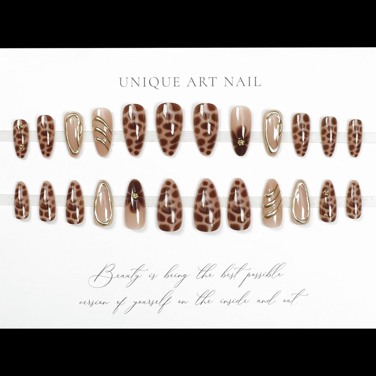 LPOODDNU array of nails displaying the ten sizes for customized fit and comfort