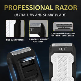 LQT T-shaped beard trimmer close-up for precise facial detailing