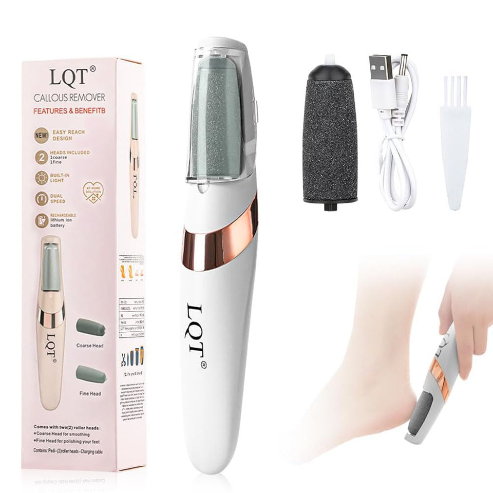 LQT front view of white foot file showing ergonomic design and easy grip for comfortable use