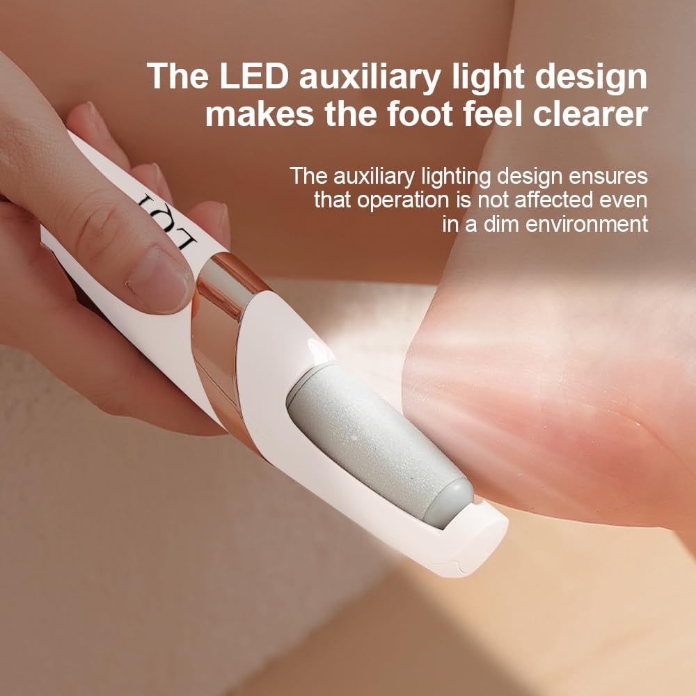 LQT foot file held in hand to show compact size and improved control for precise treatment