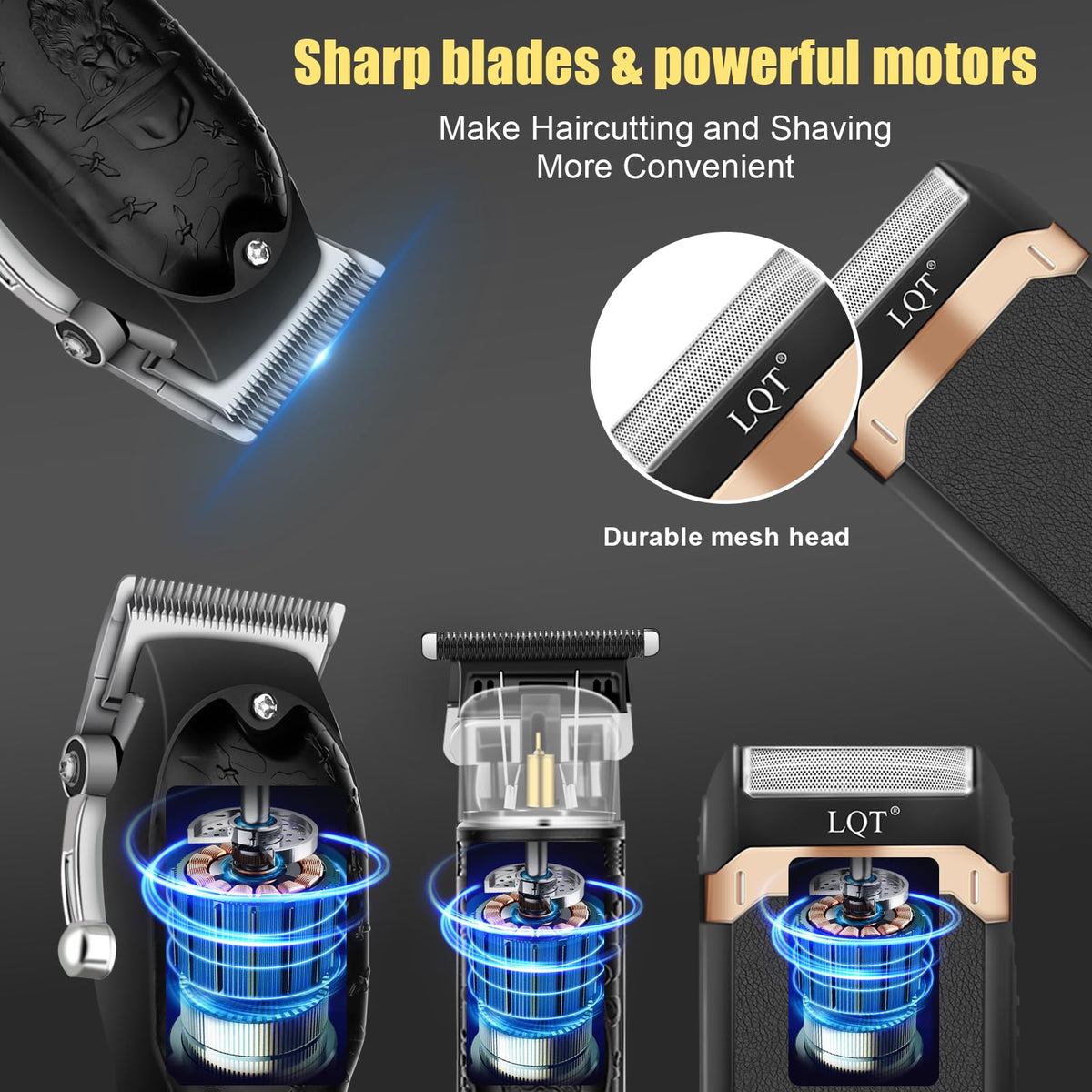 LQT metal body detail emphasizing embossed logo and durable construction benefits