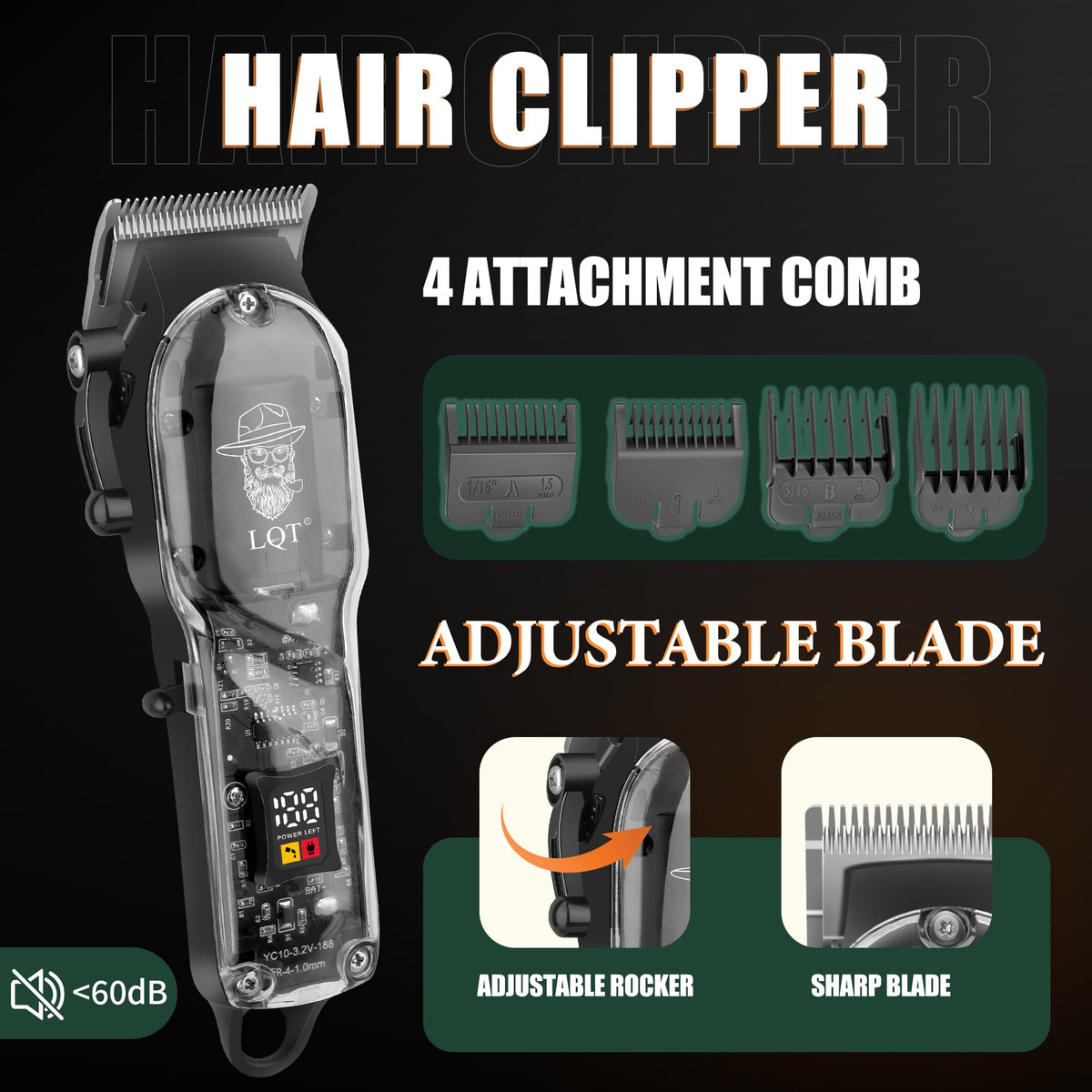 LQT 3D rotary shaver head close detail for smooth contour-following shave