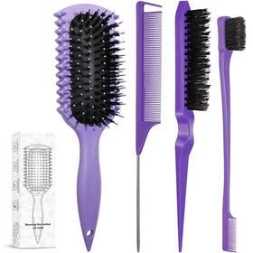 LSKHJT front view of purple curl defining brush set showing compact design and portability