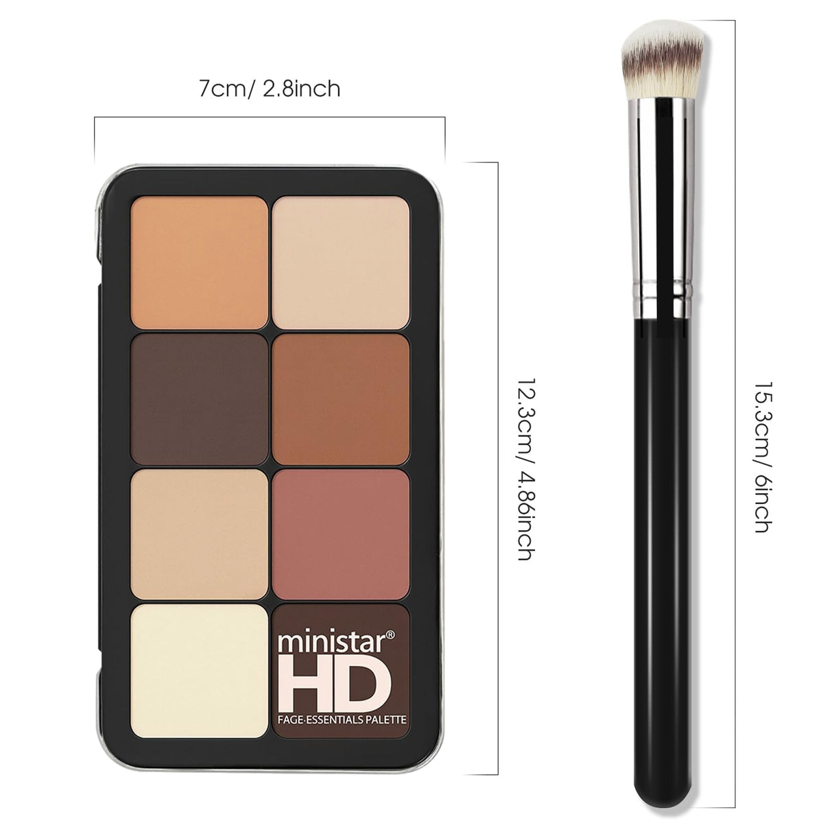 LSxia labeled contour and concealer pans close-up indicating shade variety and use