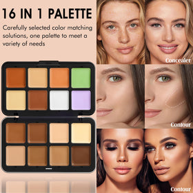 LSxia open palette displaying 16 cream shades for contour and concealer versatility