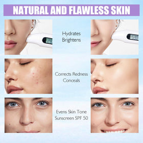 LSxia two shade swatches illustrating color correcting pigments and neutralizing effect