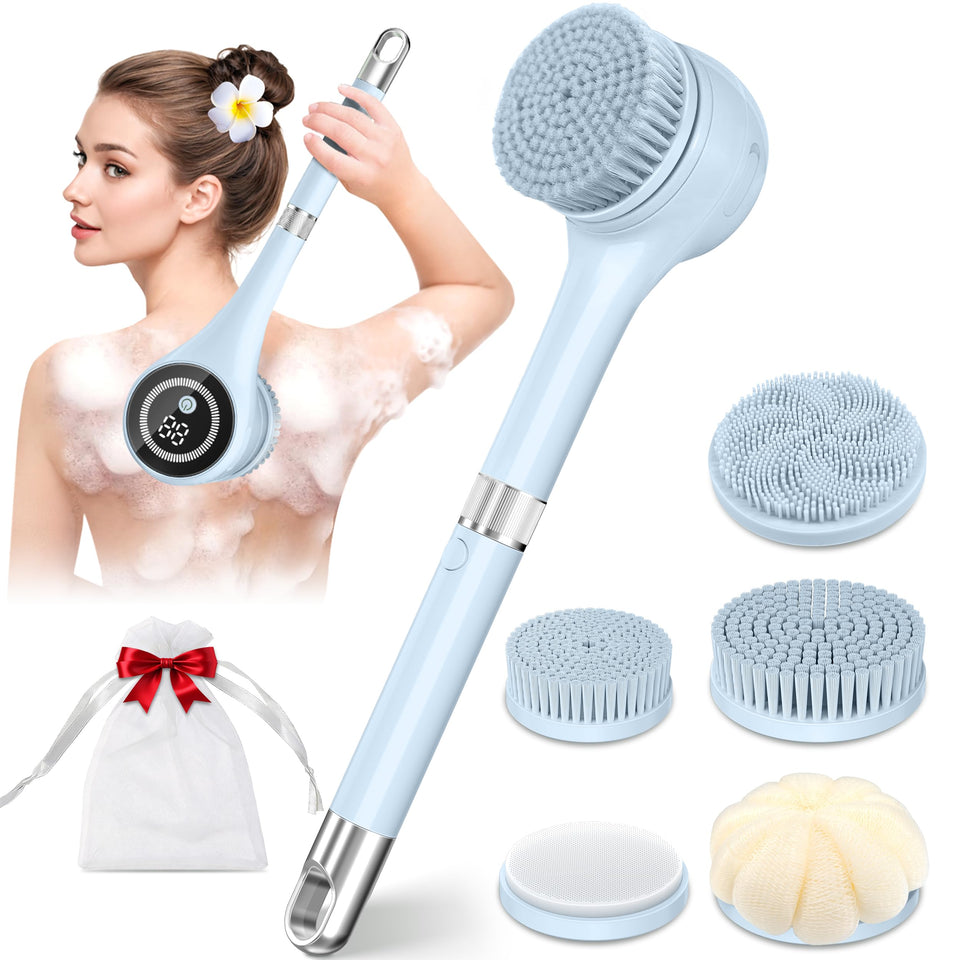 LUBEJR front view packaging showing scrubber and accessories for quick setup