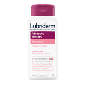 Lubriderm front bottle view showing label and unscented benefit