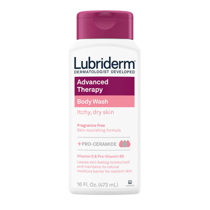 Lubriderm front bottle view showing label and unscented benefit