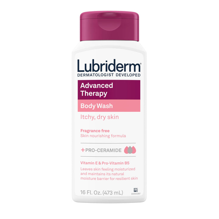 Lubriderm front bottle view showing label and unscented benefit