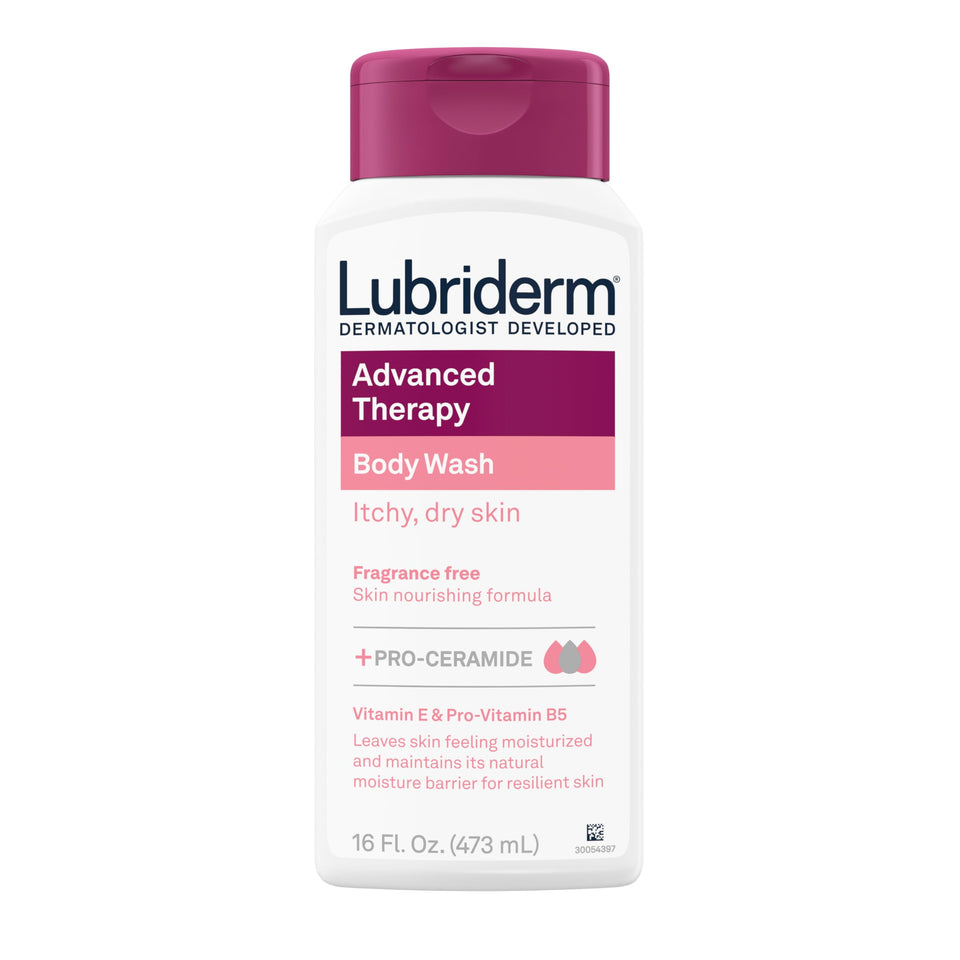 Lubriderm front bottle view showing label and unscented benefit