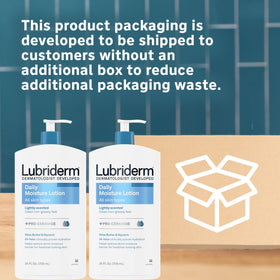 Applying Lubriderm to hands to show smooth moisturizing and immediate comfort