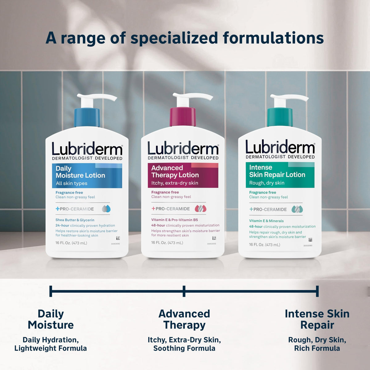 Lubriderm being smoothed on forearm to show hydration and soothing effect