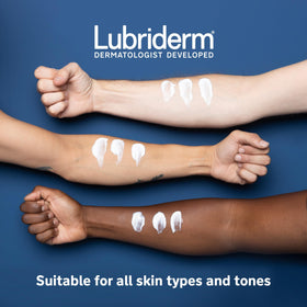 Lubriderm used during a morning face routine for gentle, fragrance-free hydration