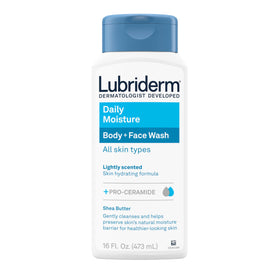 Lubriderm front bottle showing product and benefit of gentle hydration