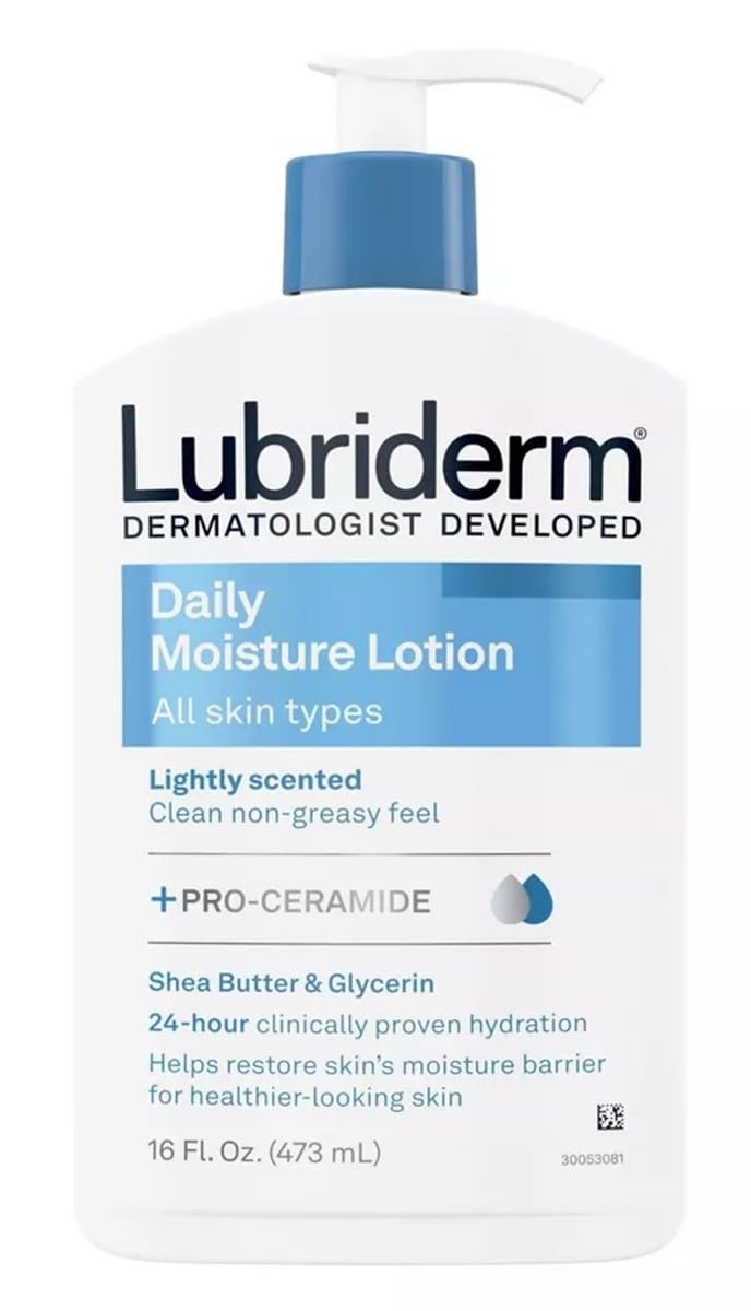lubriderm front packaging 16oz bottle showing label and size for convenient daily hydration