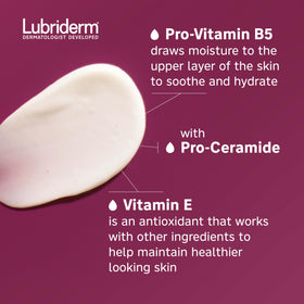 Lubriderm hand applying lotion, soothes and softens dry hands