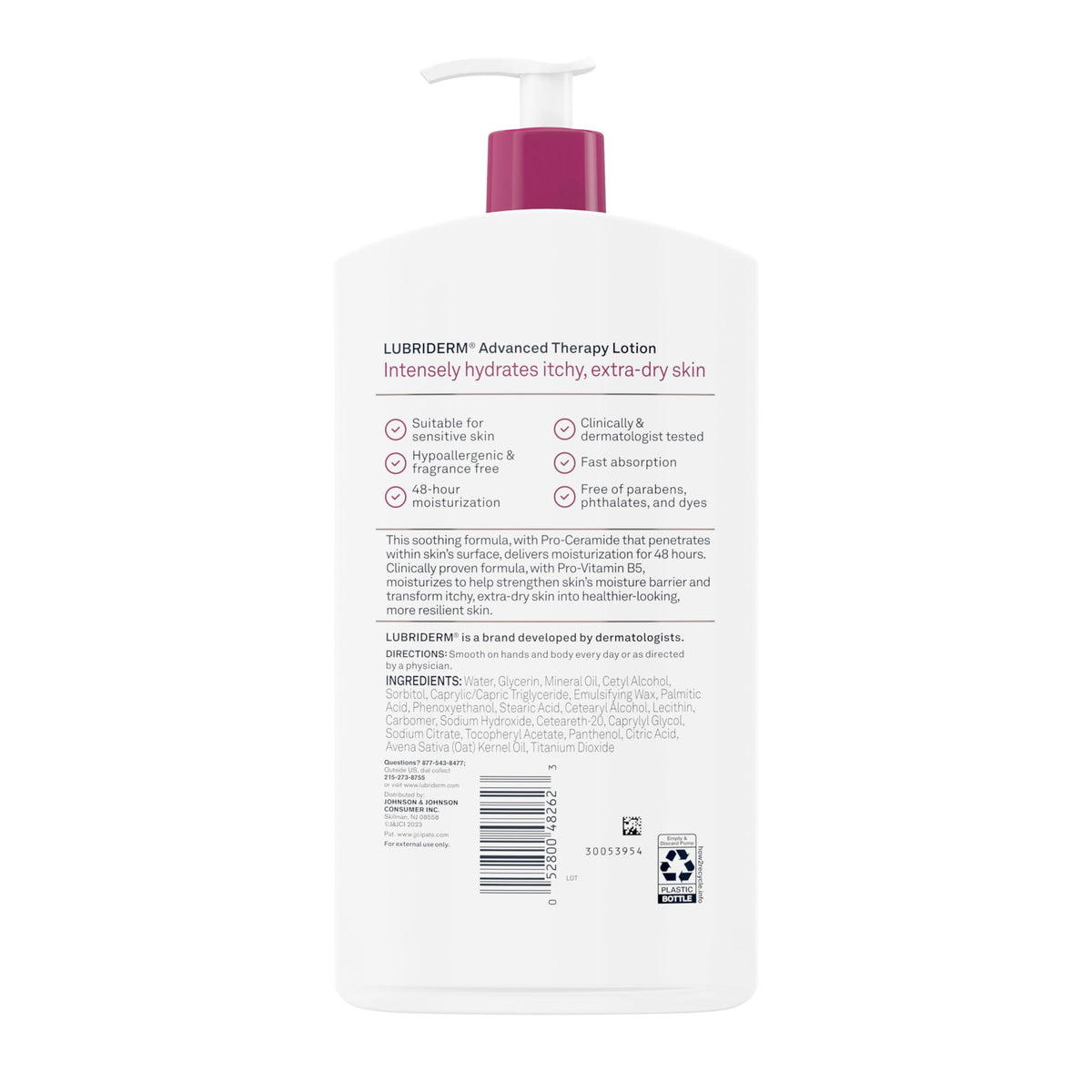 Bedside scene with Lubriderm for nightly moisturizing routine and skin repair support