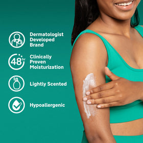 Lubriderm pump-top detail for easy dispensing and controlled use
