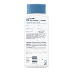 Size comparison of Lubriderm bottle next to hand to show 16 fl oz