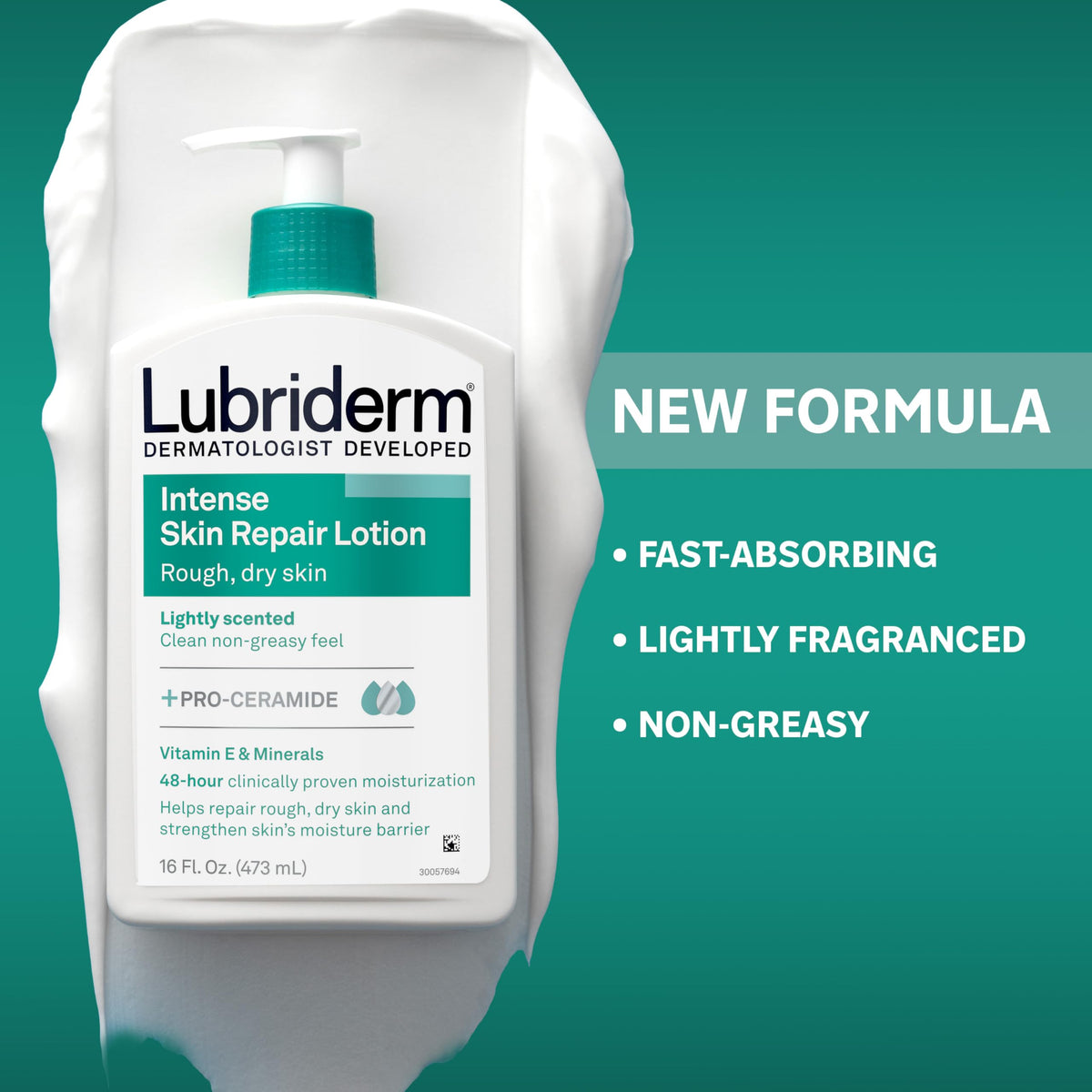 Lubriderm lotion texture close-up showing smooth non-greasy finish