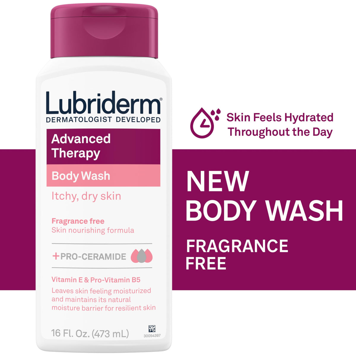 Lubriderm back label close-up showing ingredients and safety info