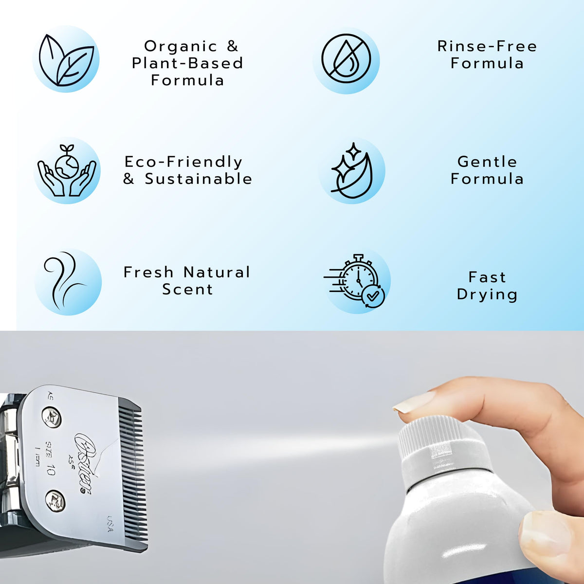LUCAS-CIDE nozzle close-up highlighting precise spray control for blades