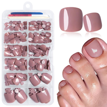 LuckForever front packaging displaying coffee press-on toenails and storage case for easy selection