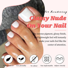 LuckForever layout of 12 sizes of white toe tips for perfect fit selection