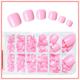 LuckForever press-on toenails worn on a foot model demonstrating polished pedicure look