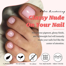 LuckForever toenails applied on feet demonstrating natural-looking pedicure