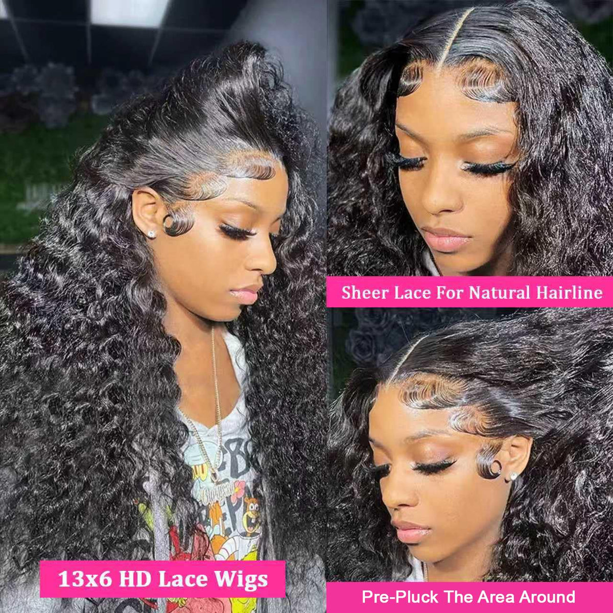 Lucksee close-up of HD lace and pre-plucked hairline for realistic edges
