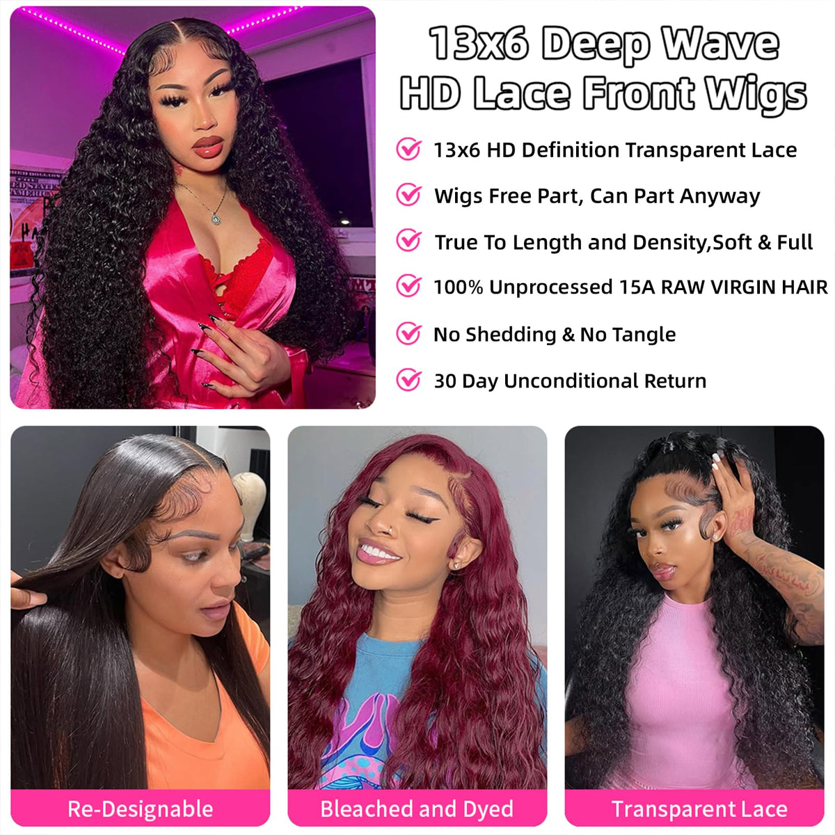 Lucksee styled straight and curled to show heat-styling versatility