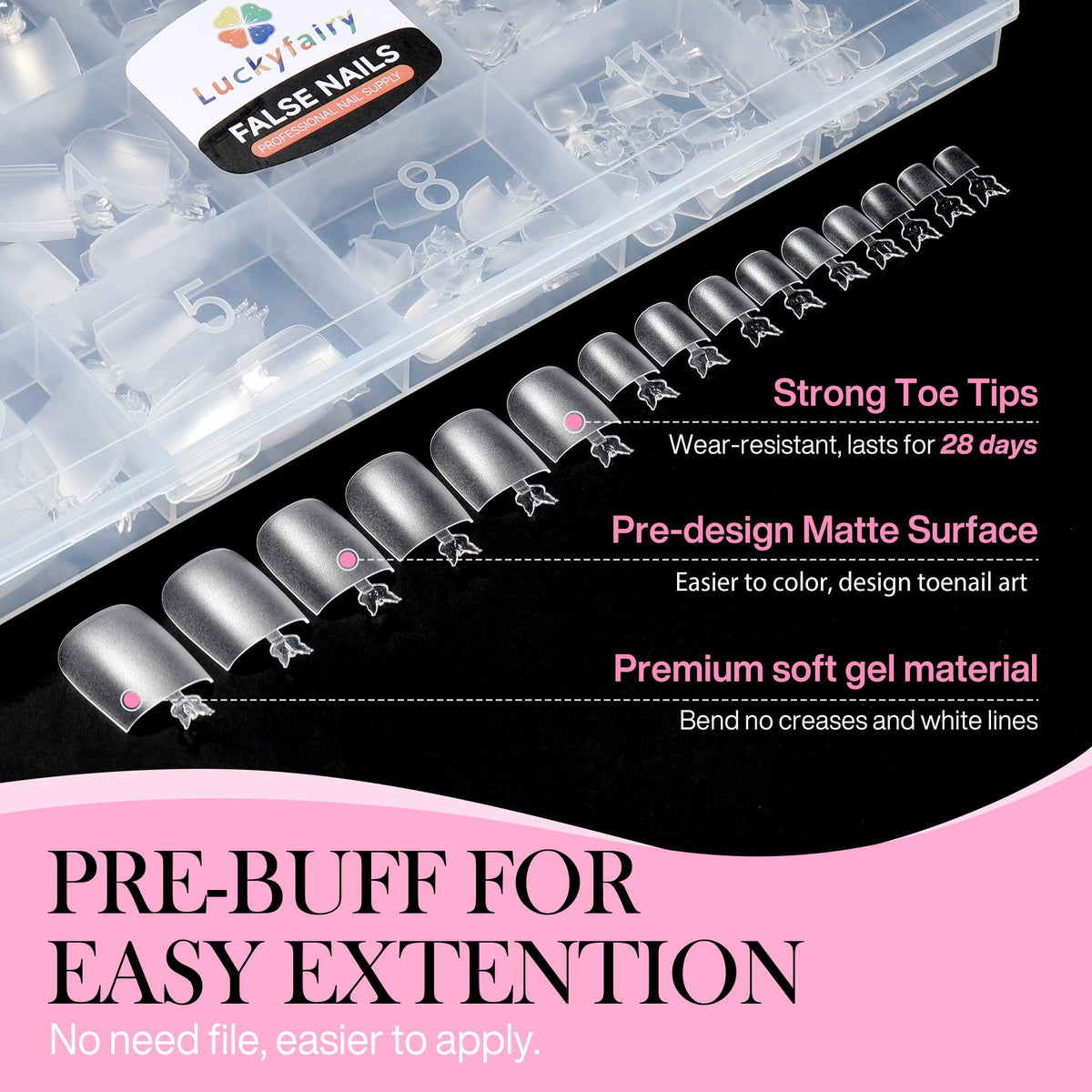 Luckyfairy application in progress showing easy salon-level attachment