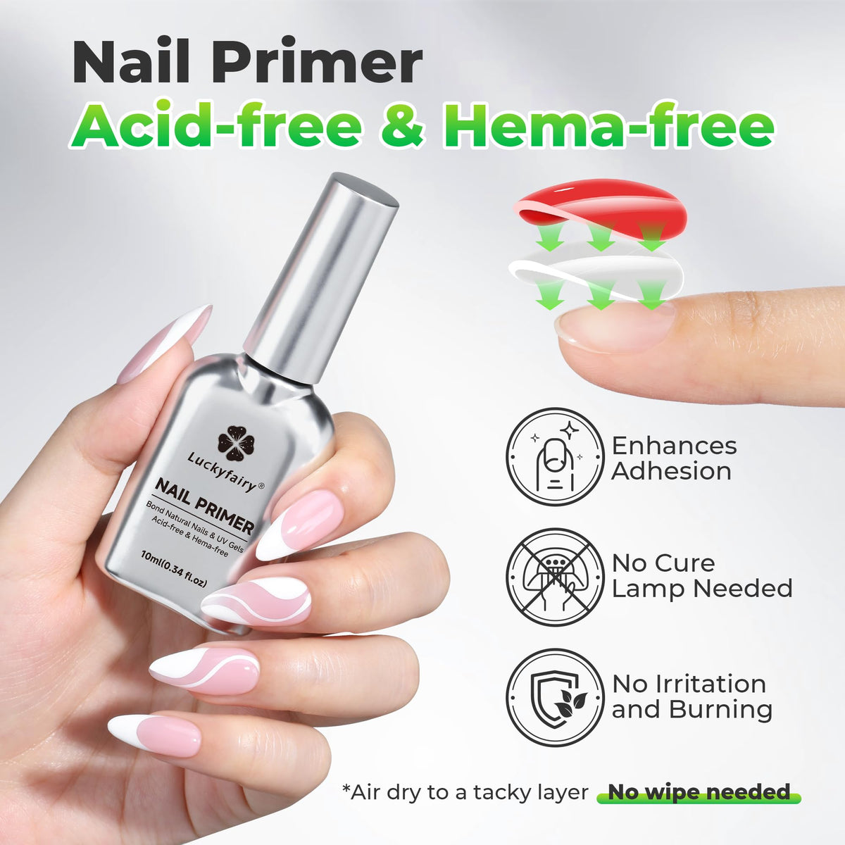 Luckyfairy application on natural nail demonstrating prep for longer wear
