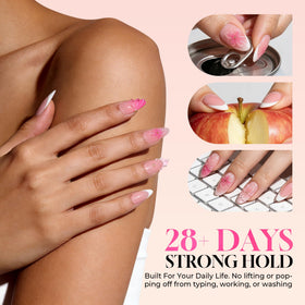 Luckyfairy gel being applied to a clear nail tip demonstrating bubble-free placement