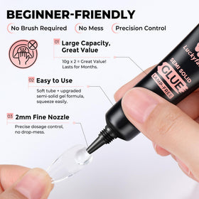 luckyfairy applicator tip detail for accurate glue placement and clean results