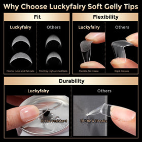 Luckyfairy applied press-on nails on hand showing natural finish benefit