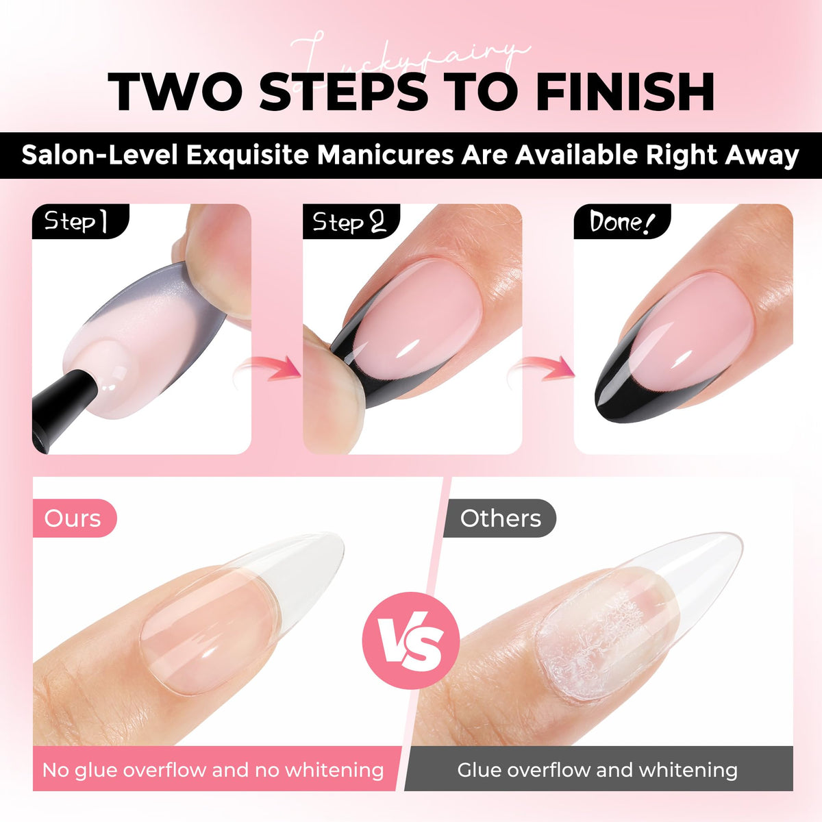 luckyfairy before and after press-on hold demonstrating long-lasting secure wear