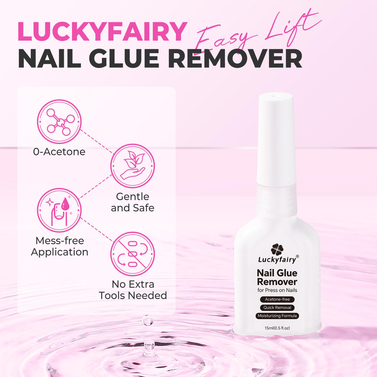 Luckyfairy before-and-after shot removing sticky residue to reveal clean natural nail