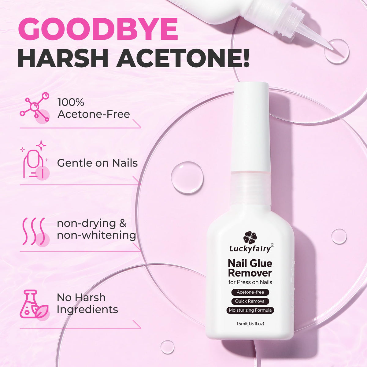 Luckyfairy bottle held in hand displaying 15ml scale for compact travel-friendly size