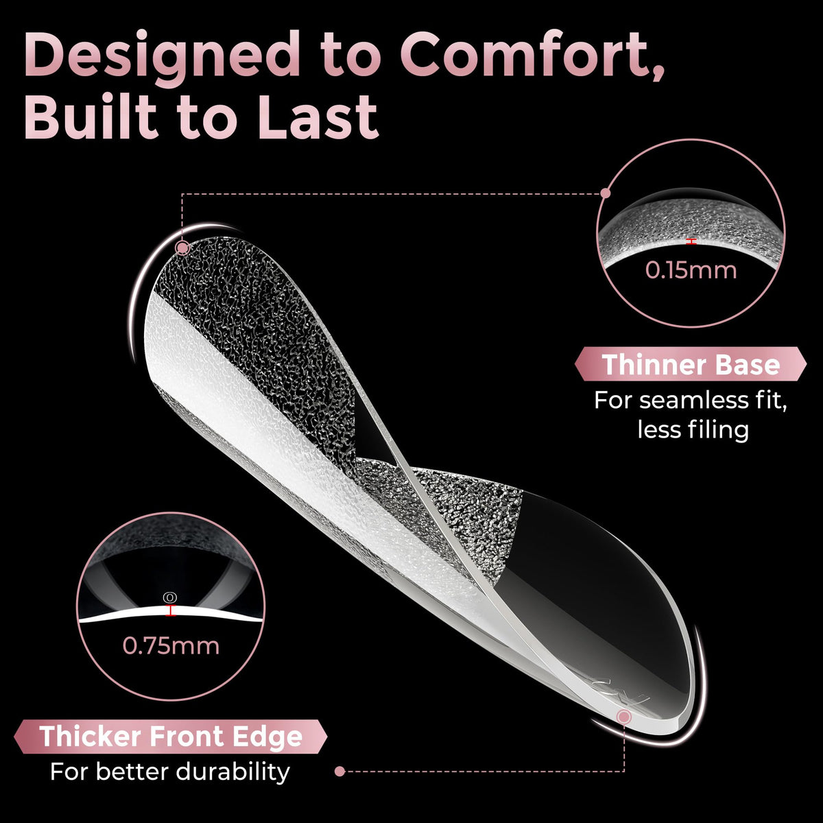 Luckyfairy flexible gel tip bent to show bendable, crack-resistant benefit