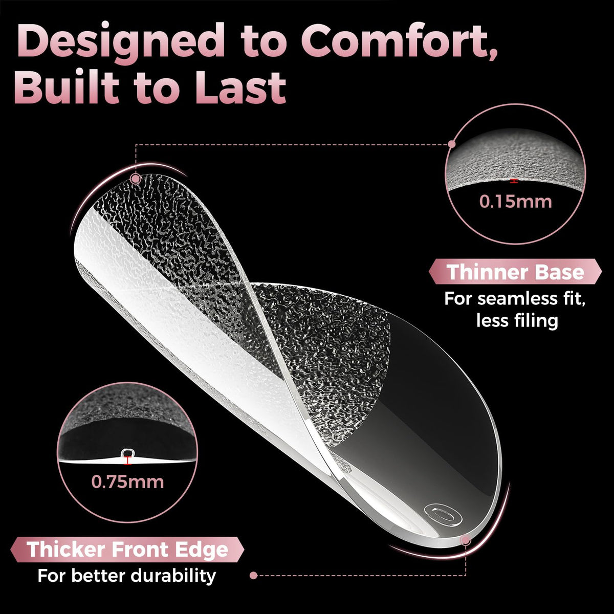Luckyfairy bent soft-gel tip demonstrating flexibility and comfort