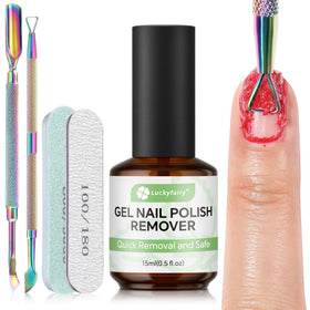 Luckyfairy kit front packaging showing complete remover set and tools for quick gel removal